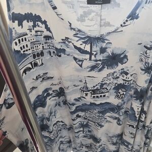 Cynthia Rowley Blue and White Patterned Top